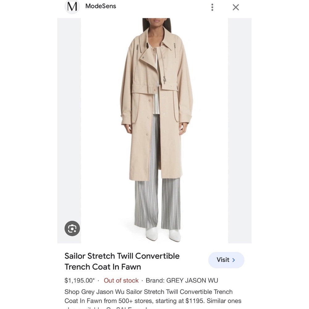 Jason Wu Neutral Convertible Trench SZ XL